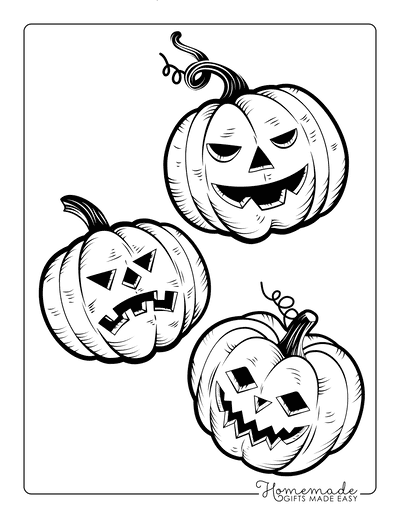 Pumpkin Coloring Pages 3 Carved Scary Pumpkin Faces