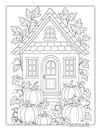 Pumpkin Coloring Pages Cozy Cottage With Pumpkin Patch