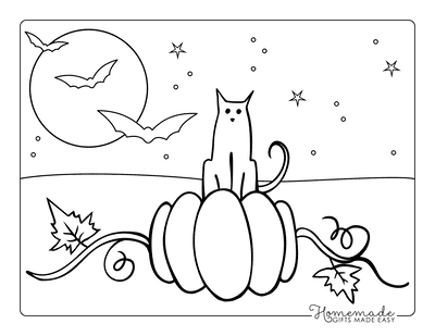 Pumpkin Coloring Pages Cute Cat Fall Pumpkin Vine