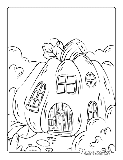 Pumpkin Coloring Pages Cute Cottagecore Pumpkin House in Forest