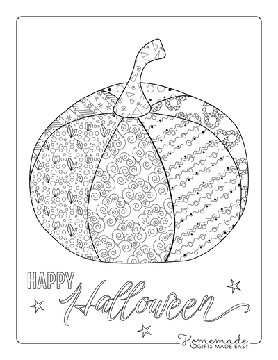 Pumpkin Coloring Pages Happy Halloween Intricate Pattern on Pumpkin