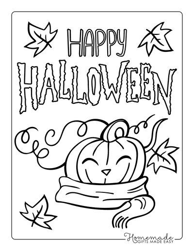 Pumpkin Coloring Pages Happy Halloween Pumpkin With Scarf
