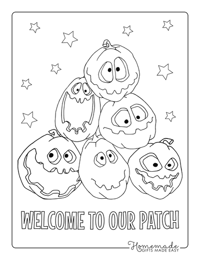 Pumpkin Coloring Pages Pile of Carved Pumpkins With Silly Faces