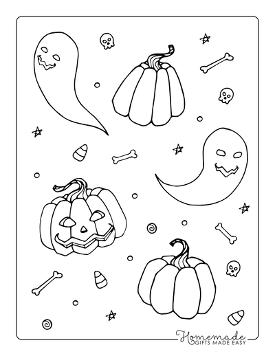 Pumpkin Coloring Pages Pumpkins Bones Skulls Collage