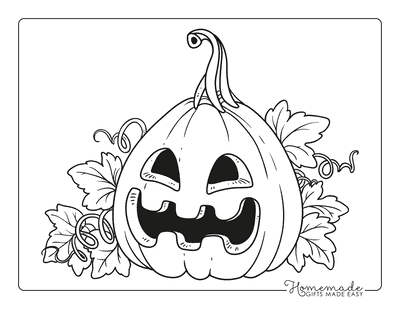 Pumpkin Coloring Pages Scary Face Carved Pumpkin Leaves