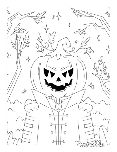 Pumpkin Coloring Pages Scary Pumpkin Head
