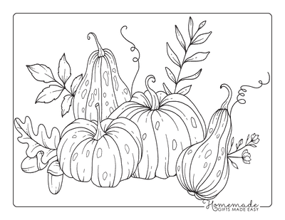 Pumpkin Coloring Pages Simple Natural Pumpkins and Gourds for Adults