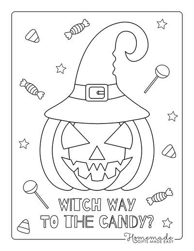 Pumpkin Coloring Pages Simple Pumpkin Face Witches Hat