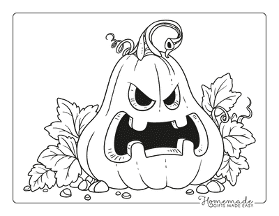 Pumpkin Coloring Pages Spooky Carved Pumpkin Leaves