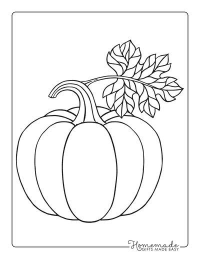 Pumpkin Template Printable With Leaf Large