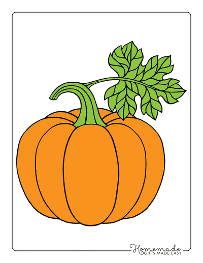 Pumpkin Template Printable With Leaf Large Color