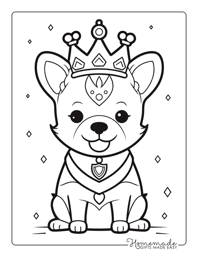 Puppy Coloring Pages Puppy Wearing Crown
