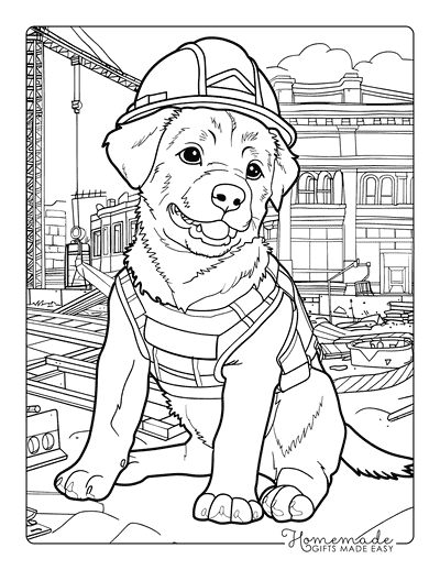 Puppy Coloring Pages Rottweiler Construction Site