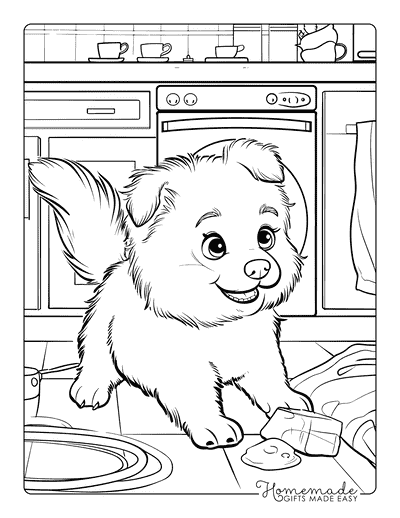 Puppy Coloring Pages Samoyed Playing With Ice