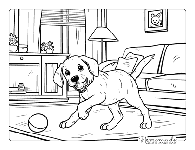 Puppy Coloring Pages Vizsla Playing With Ball