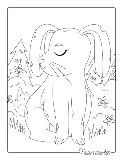 Rabbit Coloring Pages Adorable Bashful Rabbit in a Forest