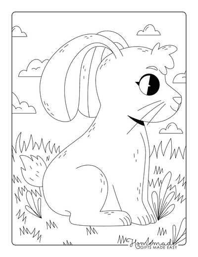 Rabbit Coloring Pages Cute Rabbit in a Field