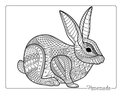 Rabbit Coloring Pages Relaxing Realistic Rabbit Zentangle for Adults to Color