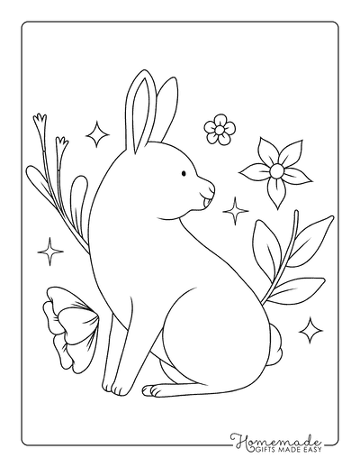 Rabbit Coloring Pages Simple Aesthetic Summertime Rabbit