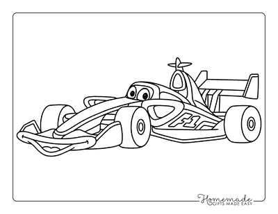 Race Car Coloring Pages Cool Fun F1 Outline for Kids