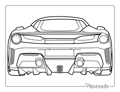 Race Car Coloring Pages Cool Simple Ferrari Back End Outline for Kids