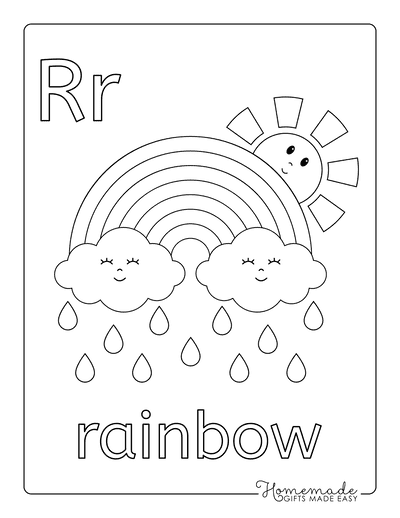 Rainbow Coloring Pages R Is for Rainbow for Kids