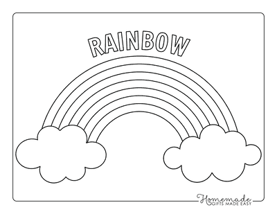 Rainbow Coloring Pages Simple Outline With Clouds