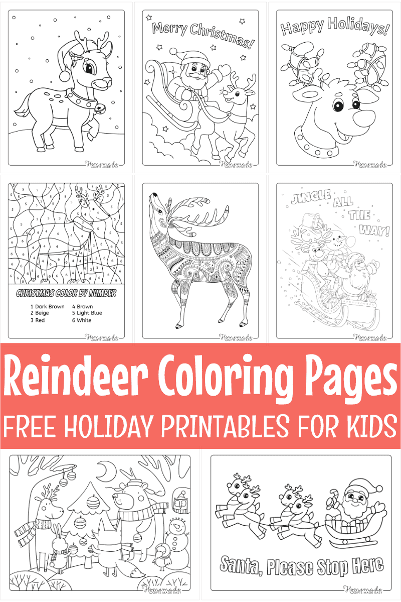 free printable reindeer coloring pages