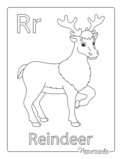 Reindeer Coloring Pages R Reindeer for Kids