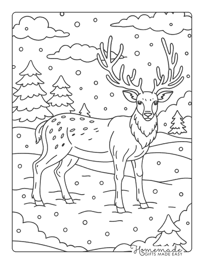 Reindeer Coloring Pages Simple Realistic Reindeer in Snow