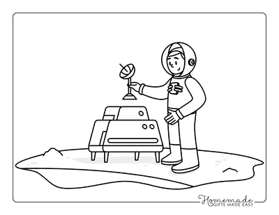 Robot Coloring Pages Astronaut Fixing Robot Rover