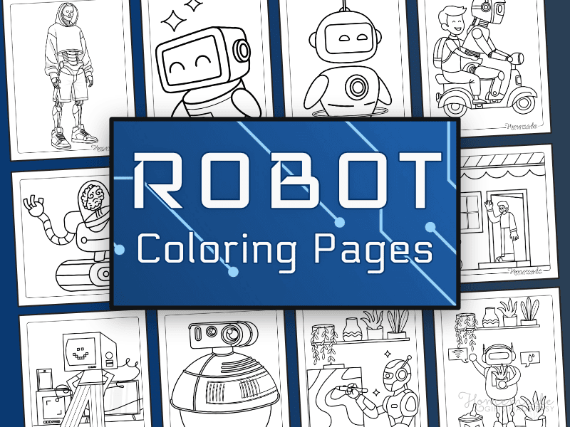 robot coloring pages montage