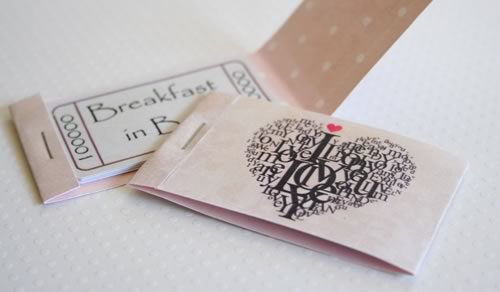 romantic coupons booklet cover assembly