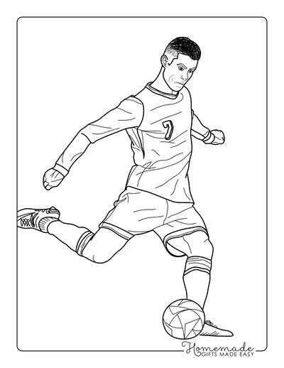 Ronaldo Coloring Pages Cristiano Ronaldo Kicking Soccer Football