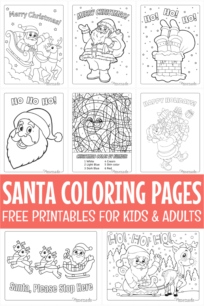 free printable santa coloring pages