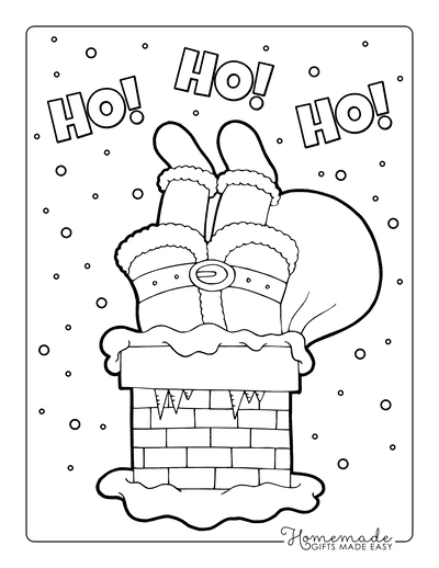 Santa Coloring Pages Legs Chimney