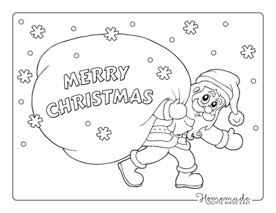Santa Coloring Pages Merry Christmas Sack