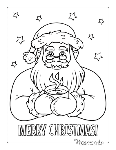 Santa Coloring Pages Santa Claus Drinking Cocoa