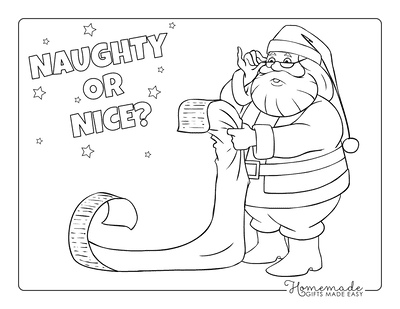Santa Coloring Pages Santa Reading Long List With Glasses