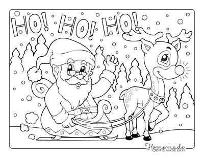 Santa Coloring Pages Santa Riding Sleigh With 1 Reindeer