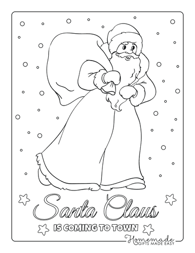Santa Coloring Pages Santa Walking in Snow With His Sack