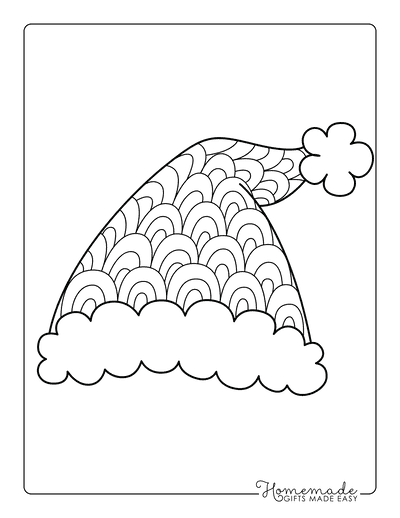 Santa Coloring Pages Zentangle Hats Style 2