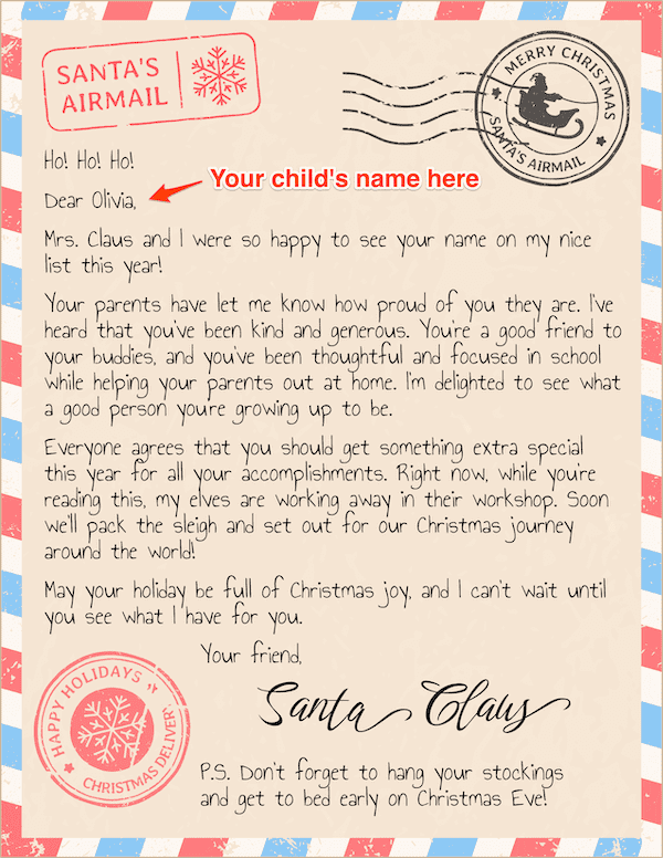 letter from santa santa's airmail template
