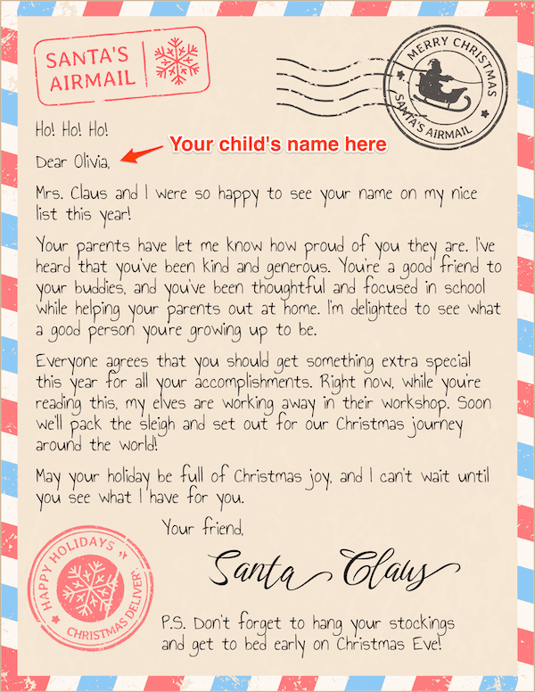  Holiday Wrapping Paper- Letter from Santa! Write Your