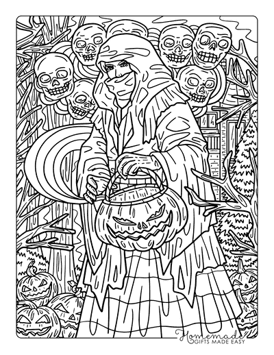 Scary Coloring Pages Scary Horror Hooded Traveler Coloring Page for Adults