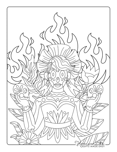 Scary Coloring Pages Spooky Drawing Dia De Muertos Catrina Coloring Page