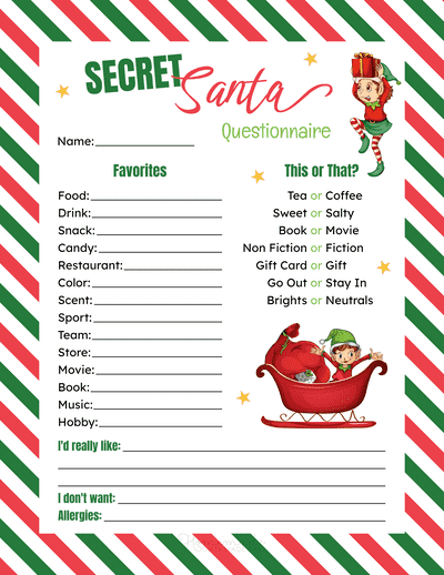 Super Cute Printable Christmas Gift Exchange Game