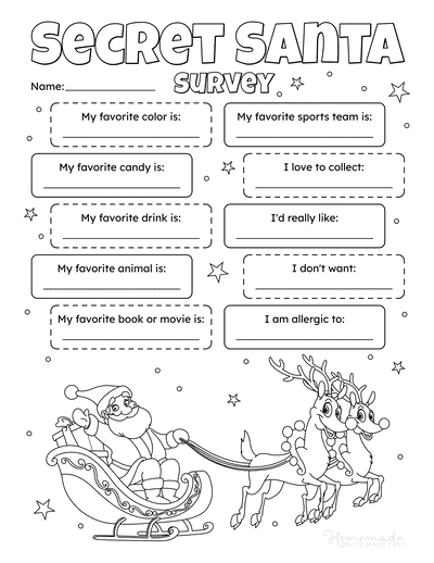 Free Printable Secret Santa Form Free Printable Secret Santa Form