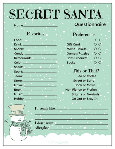 Free Office Secret Santa Rules Printable