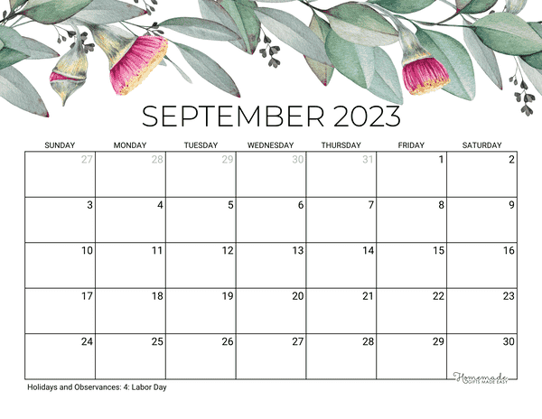 September 2023 And 2024 Calendar Free Printable With Holidays